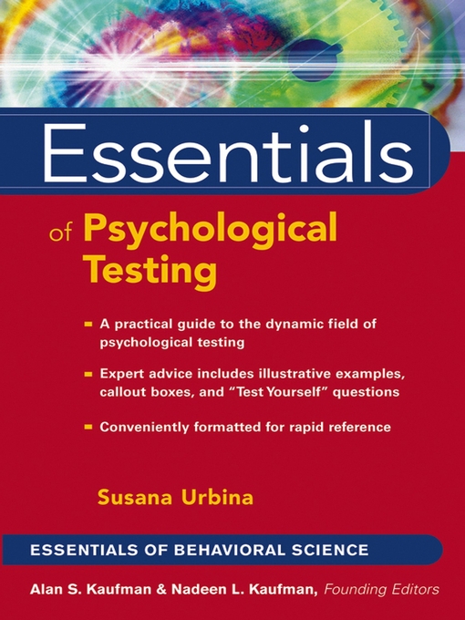 Title details for Essentials of Psychological Testing by Susana Urbina - Available